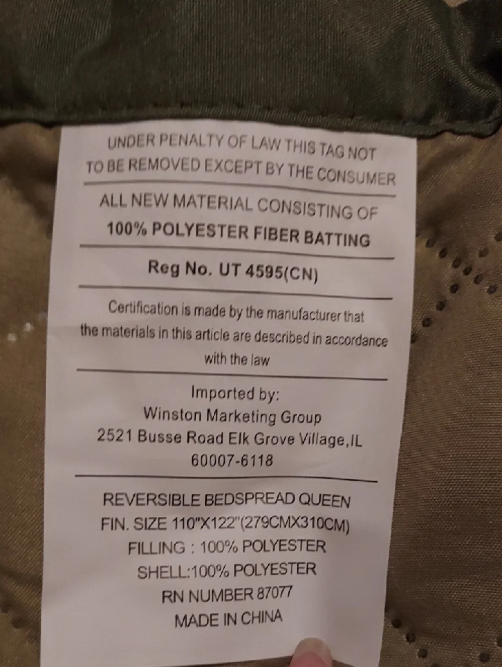 Winston Brands Reversible Two Tone Green King Comforter Bedspread With Two Shams